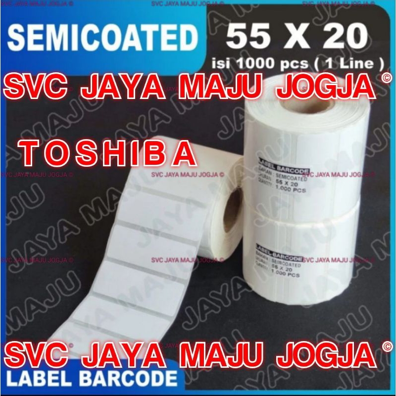 

[ TOSHIBA ] 55 X 20 - 1 LINE SEMICOATED - FACE OUT - ISI 1.000 PCS || CORE 1" || LABEL BARCODE THERMAL TRANSFER PAKAI RIBBON - BAJU DISTRO FASHION RESEP OBAT LABORATORIUM || 55X20 - B-EV4T GS TS B-EV 4T BEV4T B EV4T B EV 4T - ISI 1000