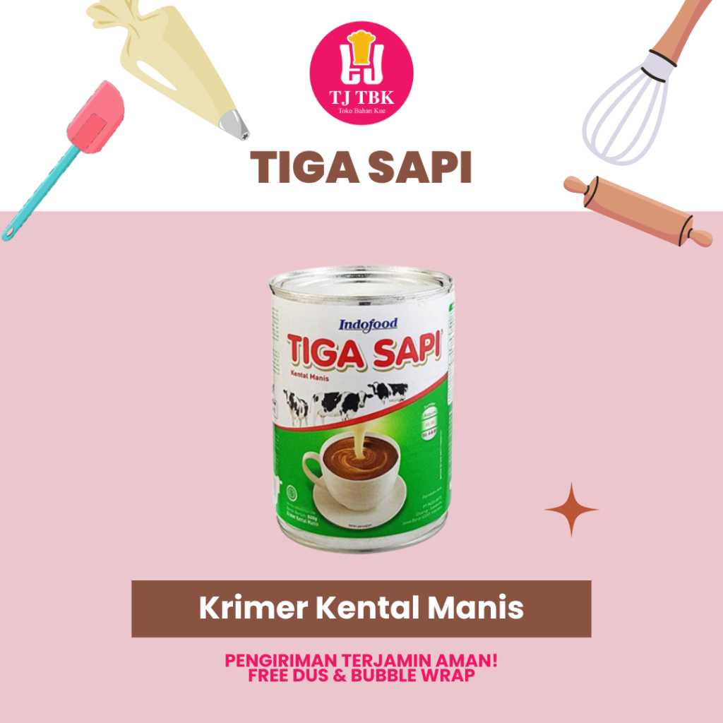 

TIGA SAPI Krimer Kental Manis 490gr/Susu Kental Manis Indofood Tiga Sapi Ekonomis | Toko Bahan Kue TJ