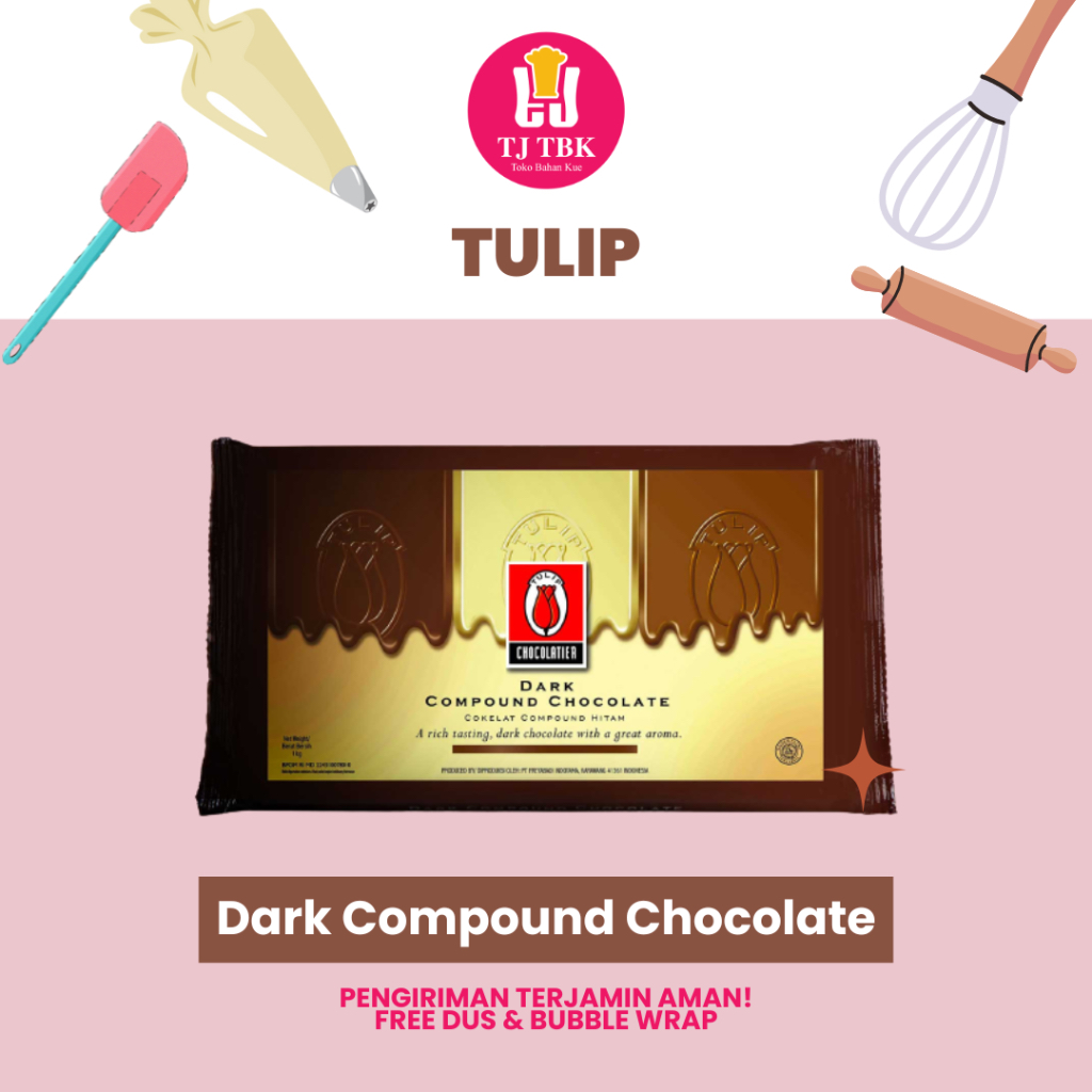 

TULIP Dark Compound Chocolate 1kg (Coklat Compound Tulip)