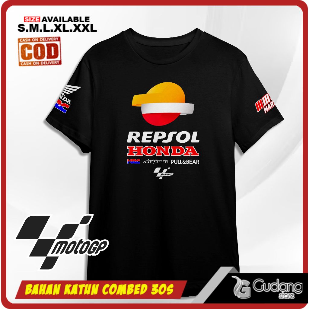 T-shirt Kaos Baju MotoGP REPSOL HONDA Team Moto GP Katun Combed 30s
