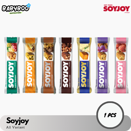 

SOYJOY SNACK PROTEIN BAR KEDELAI CEMILAN DIET 1 PCS // ENERGY BAR ALL VARIANT (Tropical Cranberries, Lekker & Nuts, Almond Chocolate, Raisin Almond, Strawberry, Danish Cheese, Mochachoco Cashew)