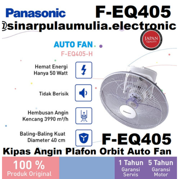 Panasonic Kipas Angin Plafon Orbit Auto Fan 16 Inch - F-EQ405 / F EQ 405 / F EQ405 / FEQ405 / FEQ 40