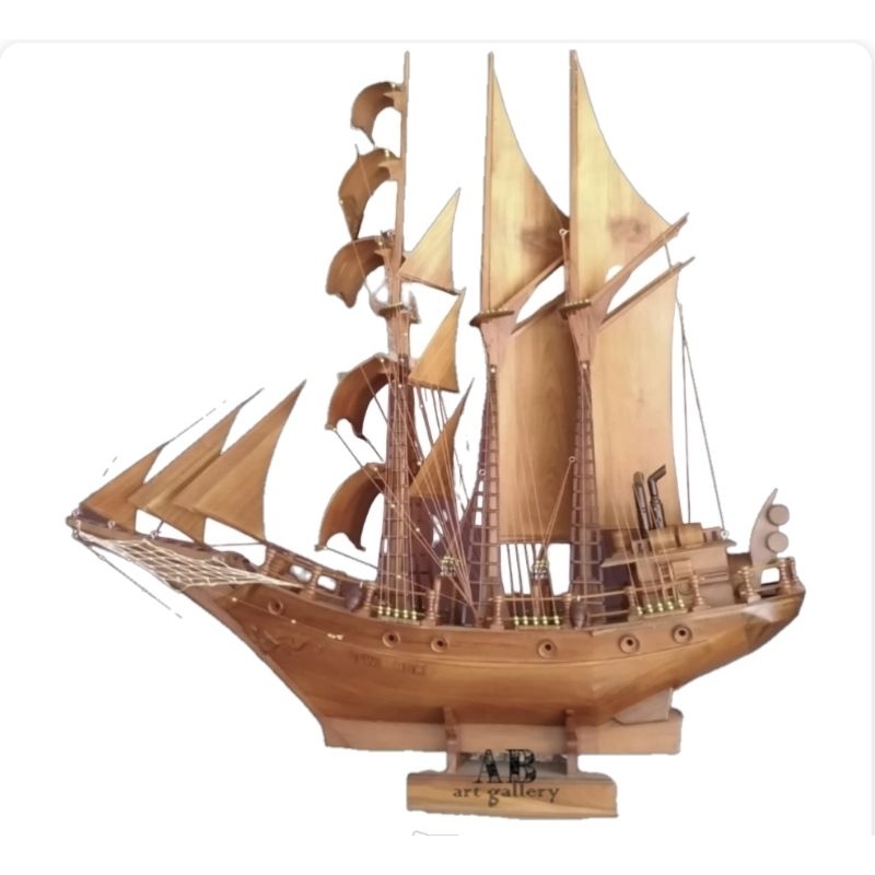 Miniatur Kapal Layar Kayu Jati 80cm