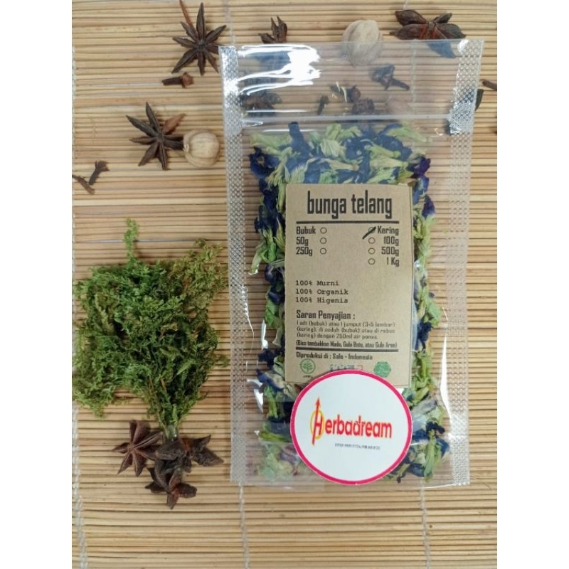 

250 GRAM BUNGA TELANG KEMBANG BIRU BUTTERFLY PEA BLUE TEA SIMPLISIA KERING DRIED