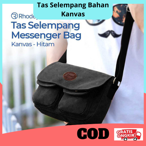 Rhodey Tas Selempang Pria Messenger Bag Bahan Kanvas/Tas Selempang Pria Korea/Tas Selempang Pria Dis