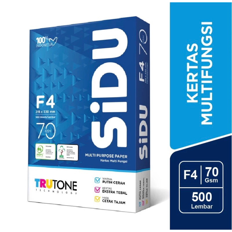 

HVS f4 70 SIDU Kertas Fotocopy 70 GSM F4 sidu