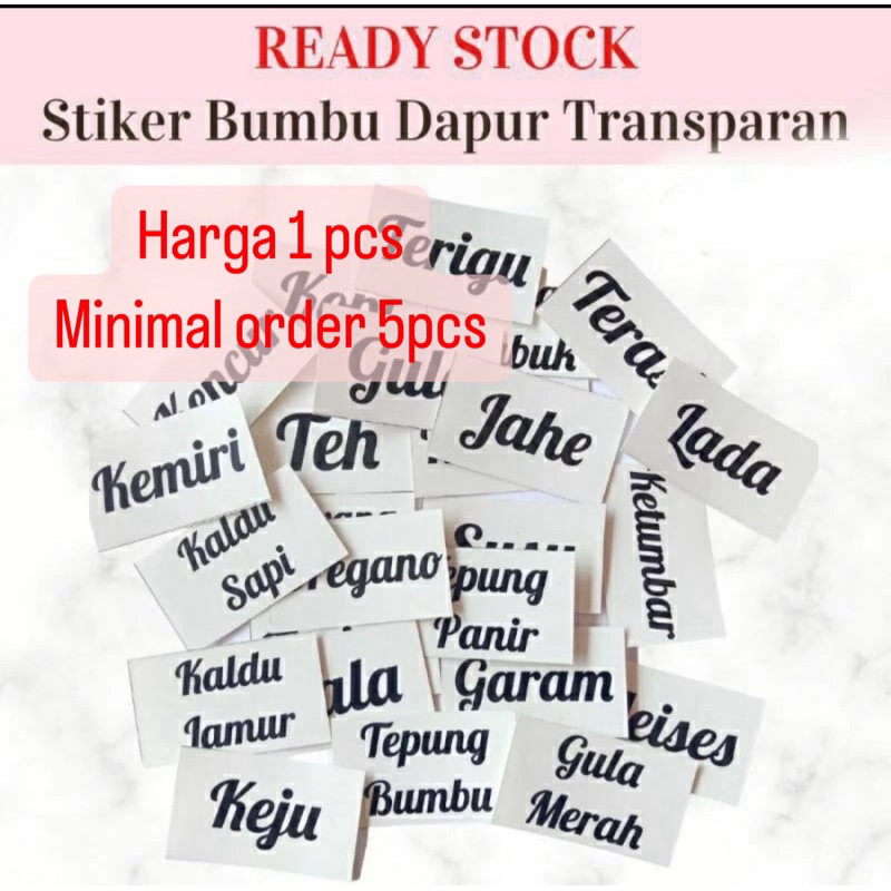 

Stiker Label Transparant Bumbu Dapur Anti Air 4x6 cm