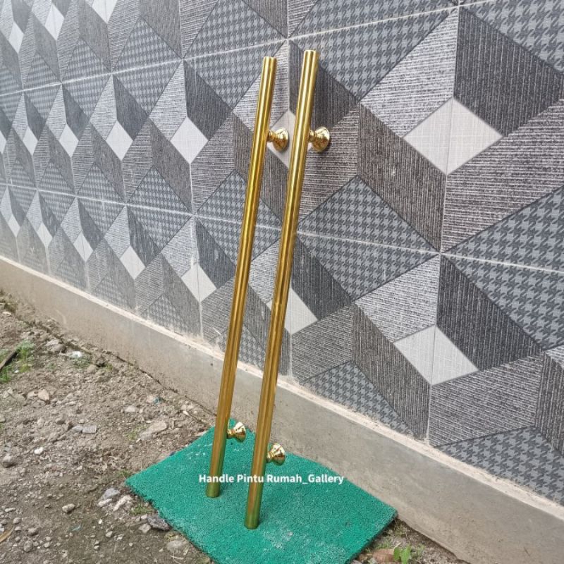 Handle Pintu Rumah Gagang Pintu Kuningan Gold motif  Bulat 100 cm