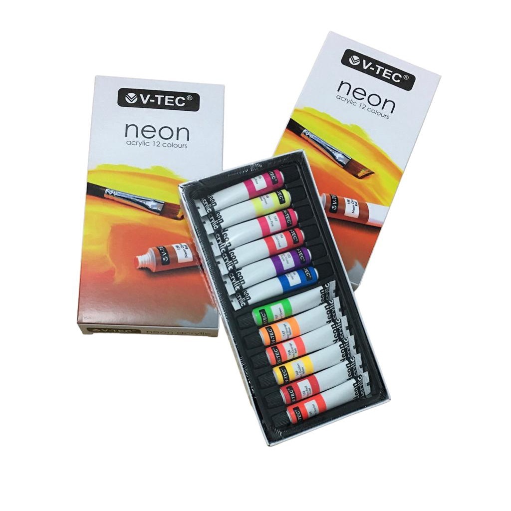 

Cat Akrilik V-TEC Acrylic Colour Neon NA-612 6 ML 12 Warna