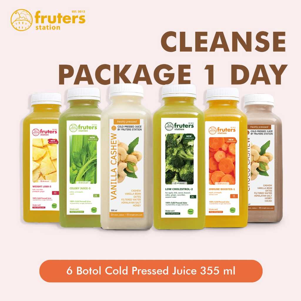 

Cold Pressed Juice 100% Asli Cleanse Package 355 ML Fruters Station Surabaya