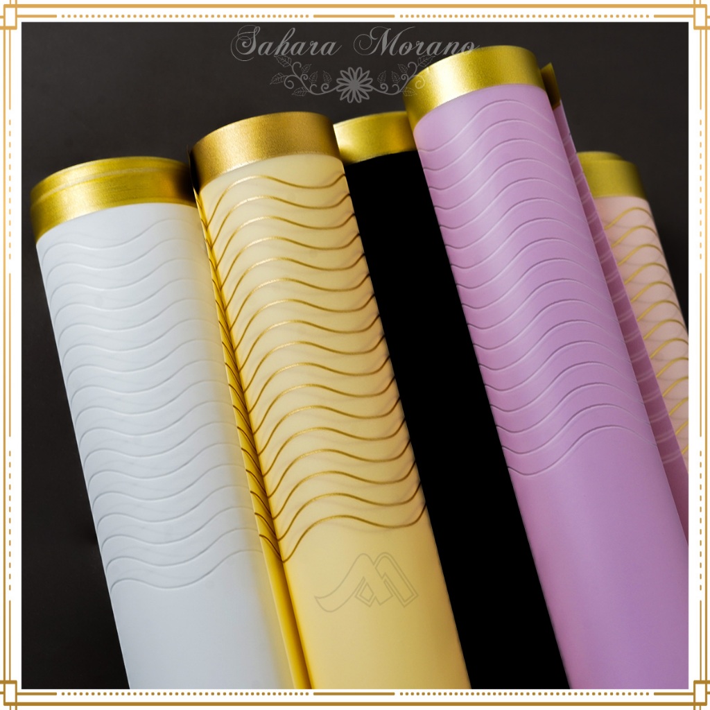 

[ 5 PCS ]Flower Wrapping List Gold Motif Gelombang Wrapping Paper Cellophane WaterProof Kertas Buket Bunga