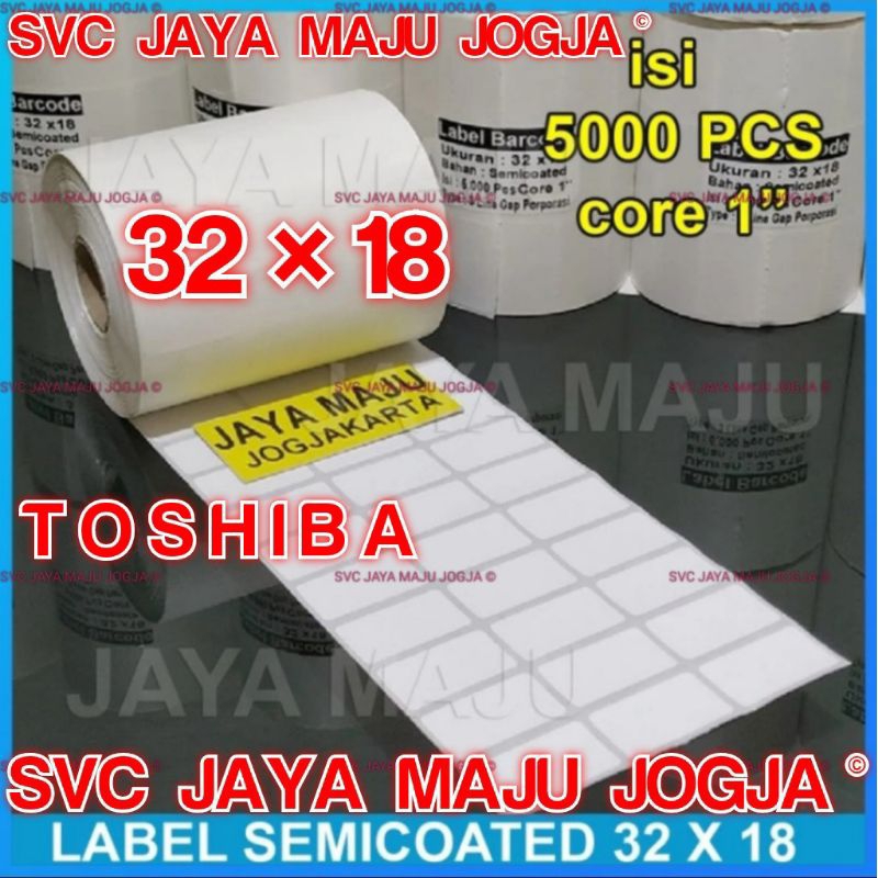 

[ TOSHIBA ] 32 X 18 - 3 LINE SEMICOATED - FACE IN - ISI 5.000 PCS || CORE 1" || LABEL BARCODE THERMAL TRANSFER PAKAI RIBBON - FASHION SUPERMARKET TOKO KELONTONG || 32X18 GAP - B-EV4T GS TS B-EV 4T BEV4T BEV 4T B EV4T B EV 4T