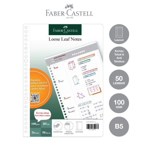 

Loose Leaf B5 Faber Castell Note A 175501 Bisa Save di Aplikasi isi 50 lbr Kertas Tebal Tinta Tidak Tembus