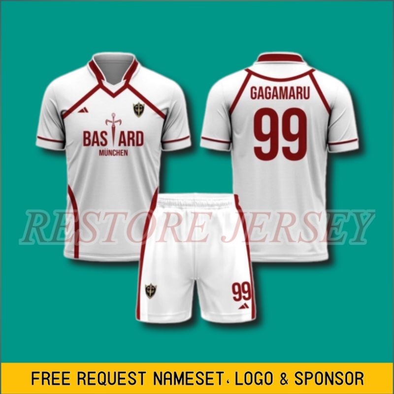 Jersey Anime Blue Lock Tim bastard Munchen putih New