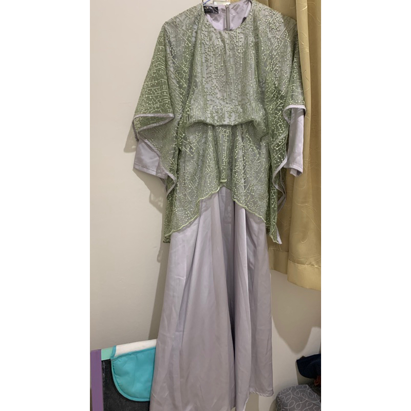dress lebaran kondangan sage green