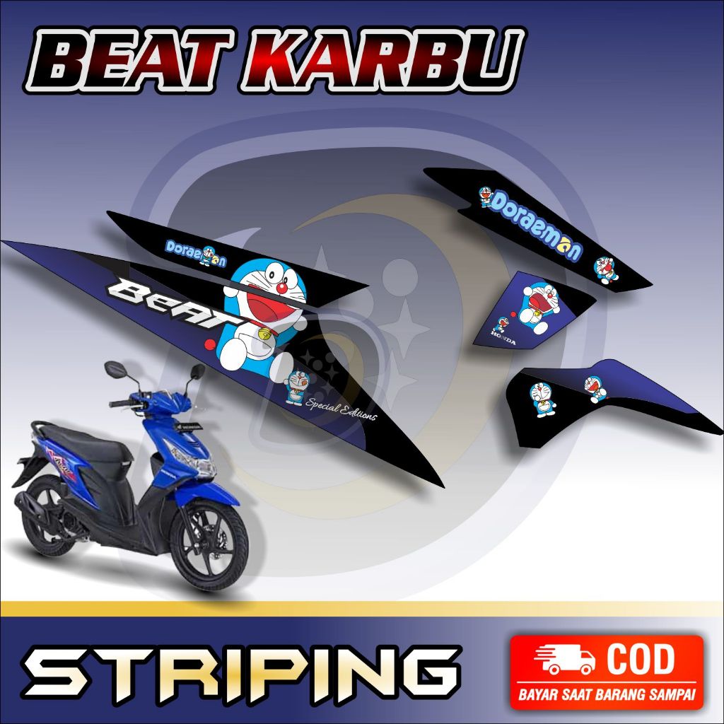 Striping Lis Honda Beat Karbu Stiker Motor Beat Karbu Doraemon
