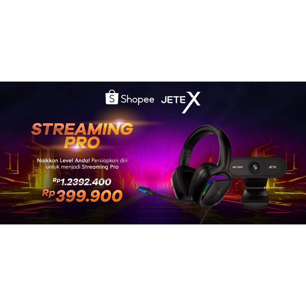 JETE Gaming Starterpack Paket Streamer Pro Headset G6 + Webcam W5