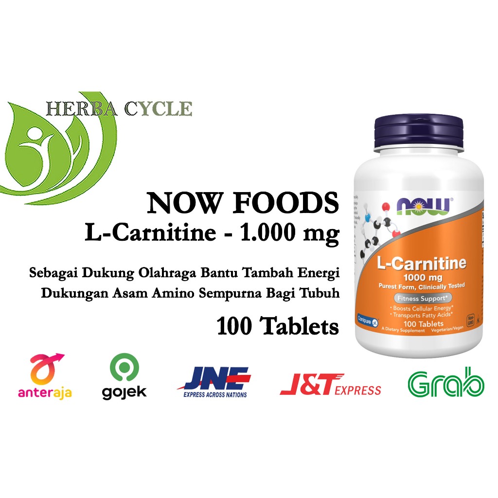 Now Food L Carnitine 1000 mg 100 Tab Now Carnitine Ori USA Naik Energi