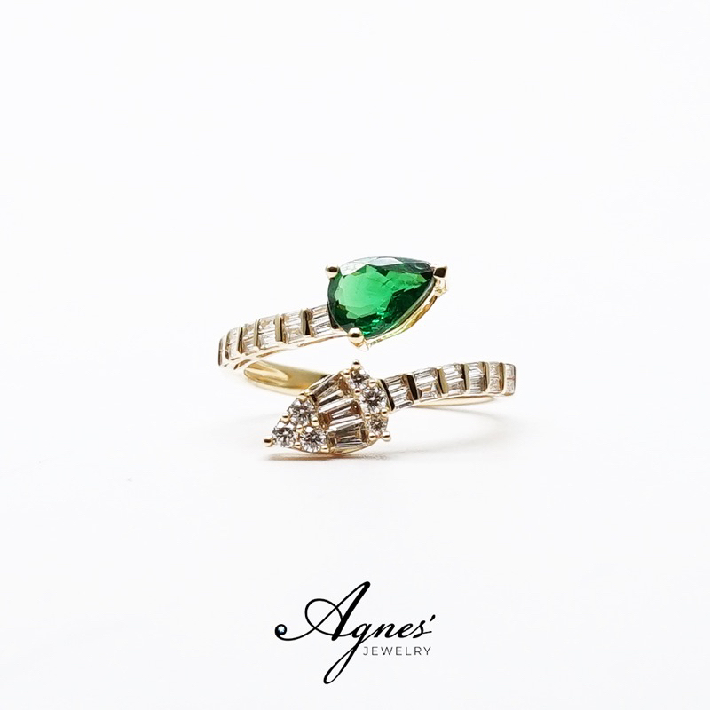 Agnes'jewelry Cincin Berlian Emerald