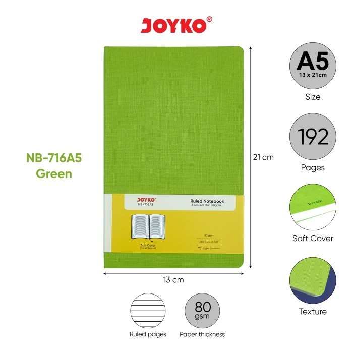 

Buku Tulis Catatan Bergaris Ruled Notebook Joyko NB-716 - Blue