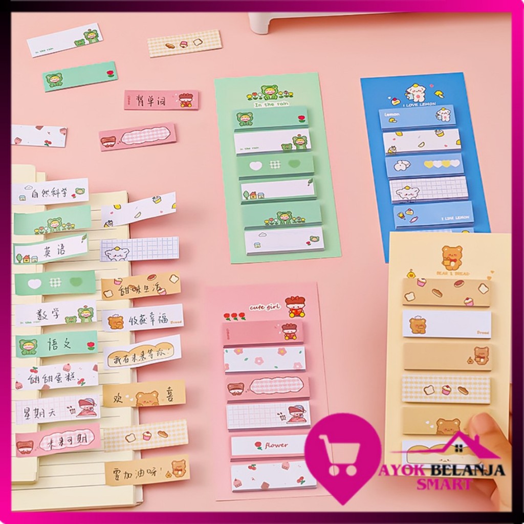 

ABS Sticky Notes Lucu 6IN1 Tempelan Kertas Catatan 120 Lembar Notes Kertas Tempel Karakter Bear Frog Girl Pembatas Buku Cute Imut Penanda Buku Memo Stick Stationery Memo Pad Convenience Cute 6 IN 1