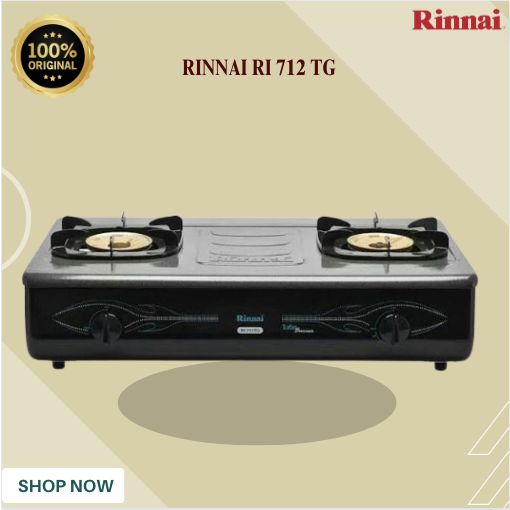 KOMPOR GAS RINNAI  2 TUNGKU RI 712 TG/RI712TG/RI 712TG/RI712 TG/RI-712TG/100% ORIGINAL GARANSI RESMI
