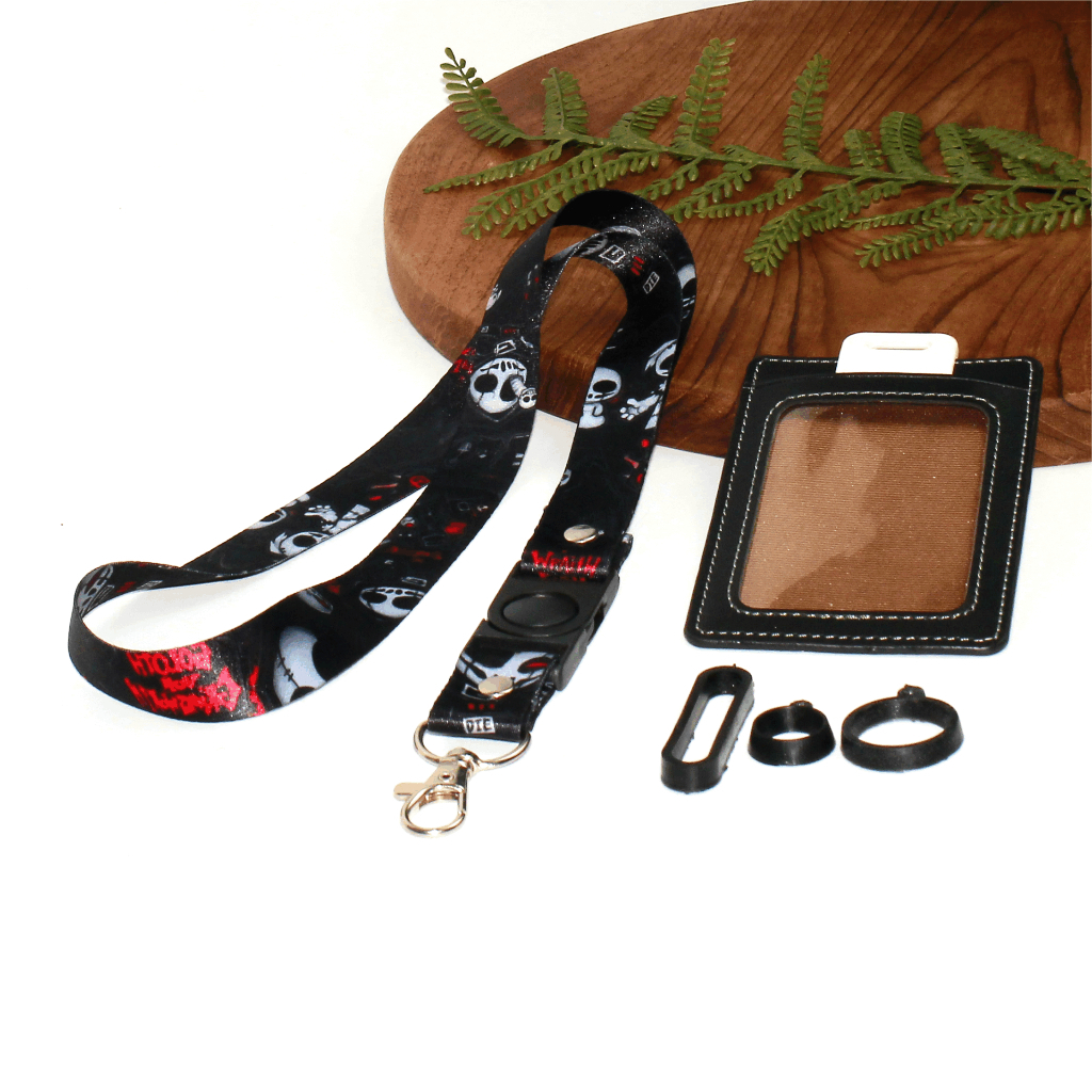 

Lanyard Gantungan Hp Idcard Costum Black Skull full Printing Series Size 2cm Bahan Tali Tissue Premium