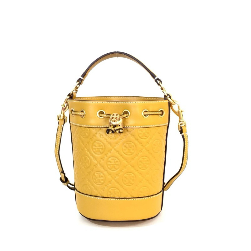 TB T Monogram Leather Mini Bucket Bag