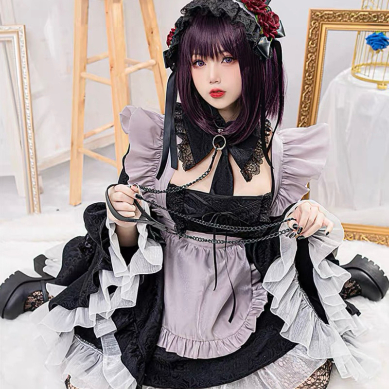 【Rollenz】Shizuku Tan Cosplay Costume My Dress Up Darling Dress Lolita Kostum Wig Marin Kitagawa