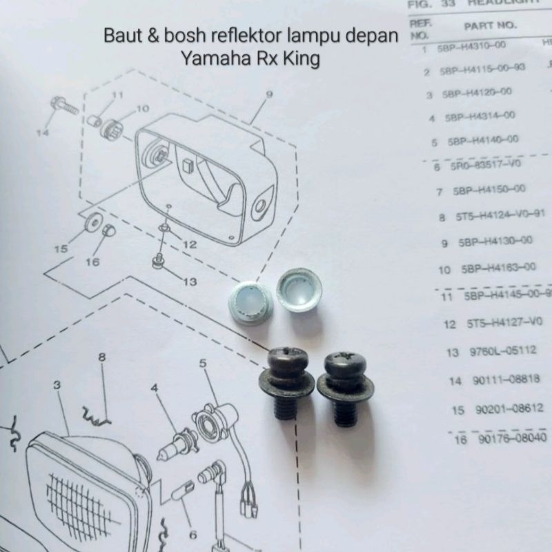 BAUT DAN BOSH REFLEKTOR LAMPU DEPAN YAMAHA RX KING TERLARIS
