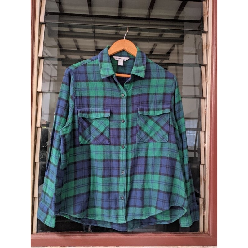 Preloved Kemeja Wanita Flanel Old Navy Hijau size L