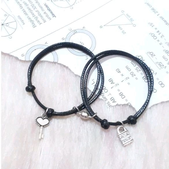 GELANG COUPLE GEMBOK KUNCI MAGNET/GELANG COUPLE MAGNET/GELANG HITAM/GELANG AESTHETIC/GELANG MURAH/GE