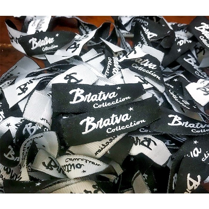 LABEL WOVEN/DAMASK/BORDIR/ LABEL MERK UNTUK HIJAB/BAJU/SEJADAH (MINIM 200 Lusin)