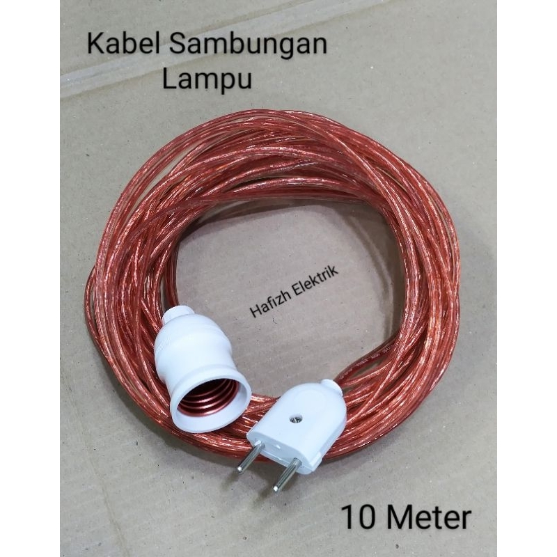Kabel dan Fitting Lampu + Colokan | Kabel Sambungan Lampu 10 Meter