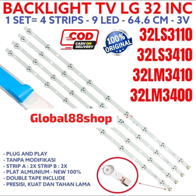 BACKLIGHT LG 32 INC 32LS3400 32LS3110 32LS3410 32LM3400 32LM 32LS 3400 3110 3410 3400 LAMPU TV BL 9K