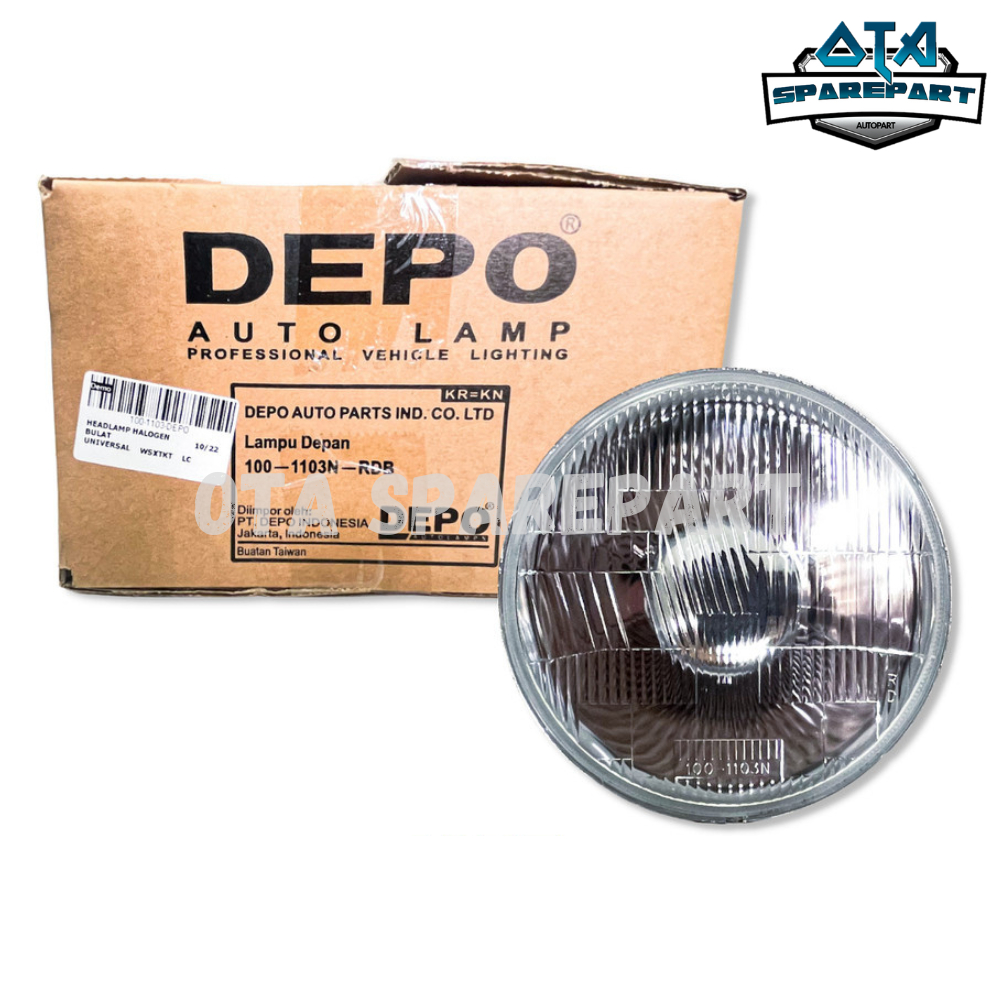Headlamp Lampu Halogen H4 Universal Bulat Round DEPO 7Inch