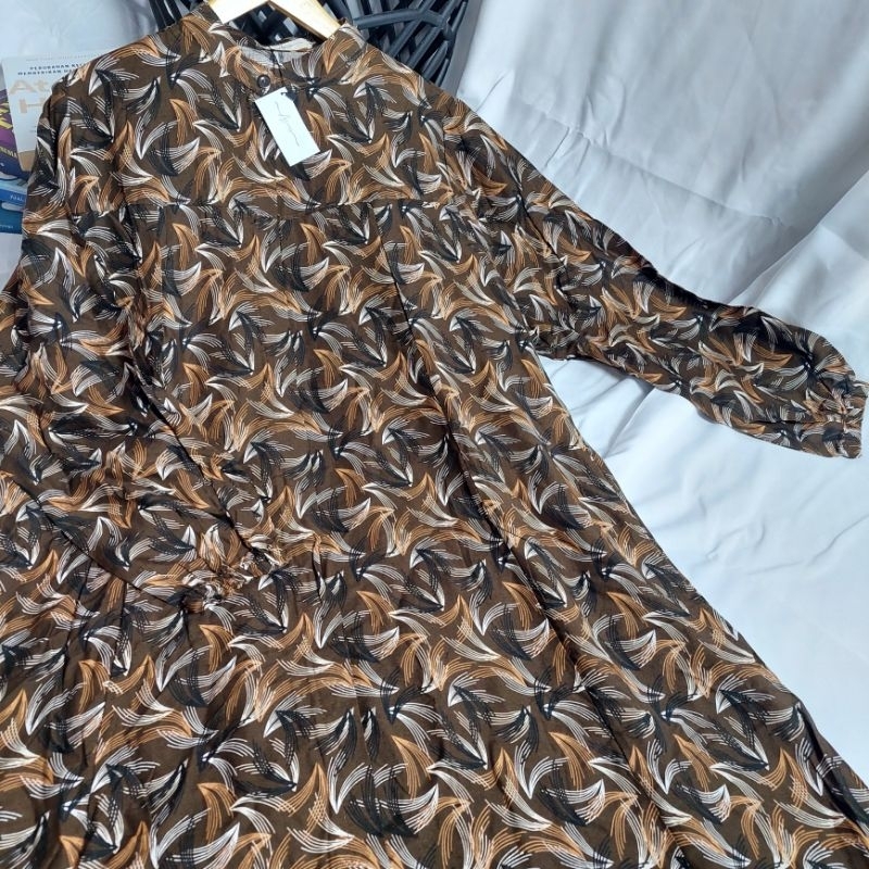 gamis katun rayon slim motif garis AY020