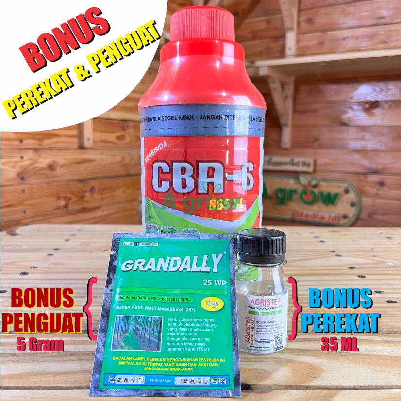 Paket Herbisida Sistemik CBA - 6 865 SL 1 Liter BONUS Perekat & Penguat Obat Racun Pembasmi Gulma da