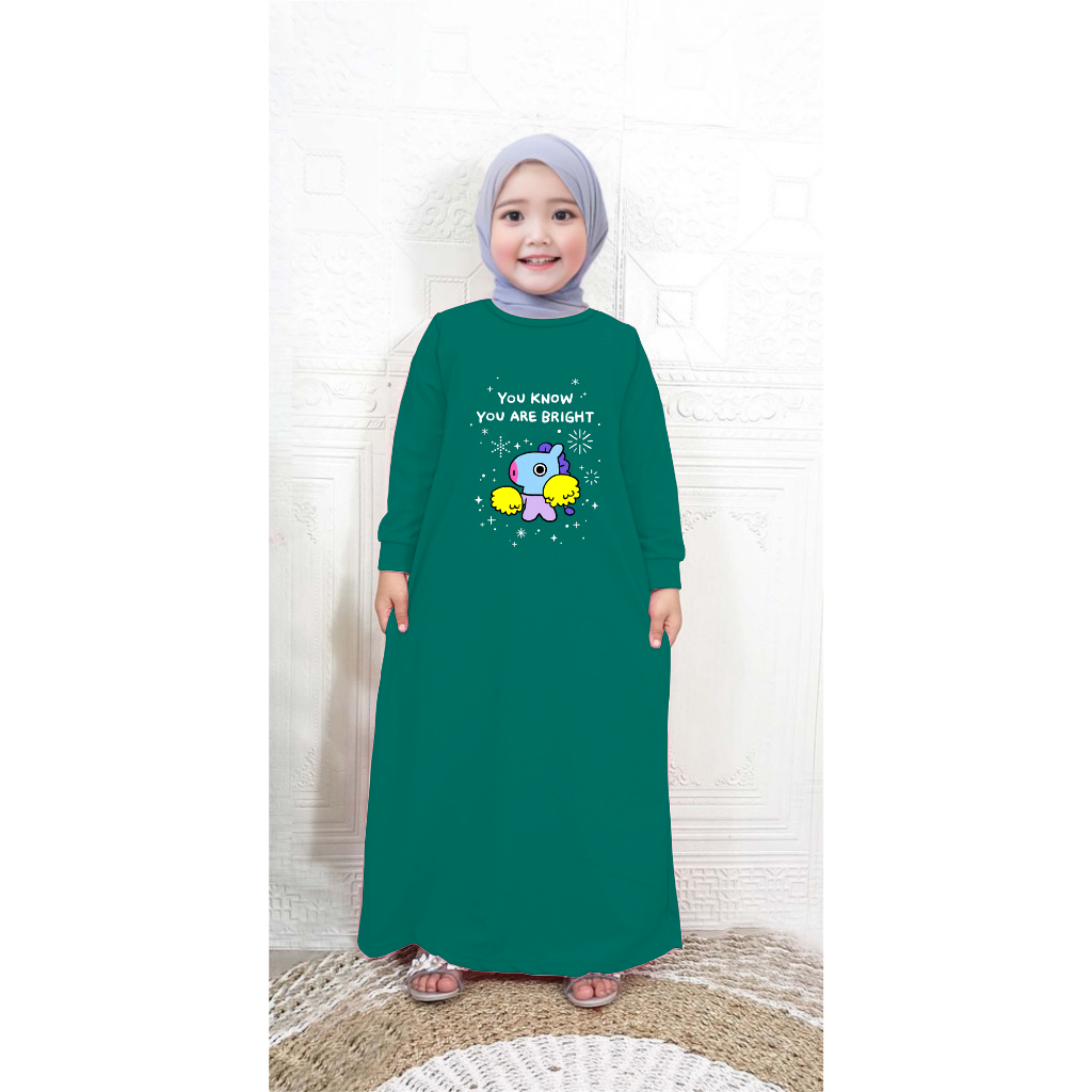 GG Gamis Baju Muslim Anak Balita Batita Remaja Perempuan BT21 Mang