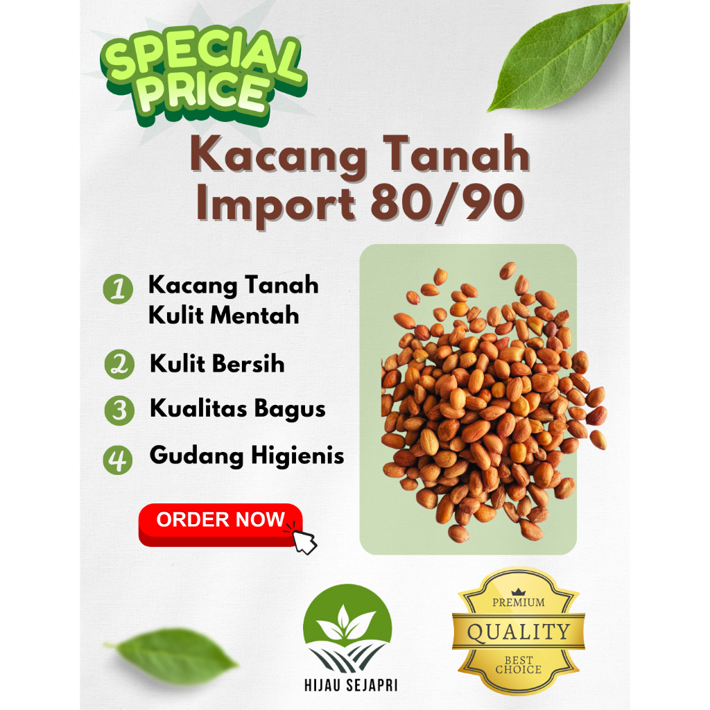 

Kacang Tanah / Ground Nut Kulit Mentah 80/90 Import Super Murah 500 gr