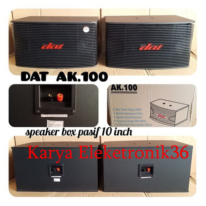 SPEAKER PASIF KARAOKE 10 INCH DAT AK 100 / AK100 DAT AK-100 ORIGINAL 1SET( 2PCS)