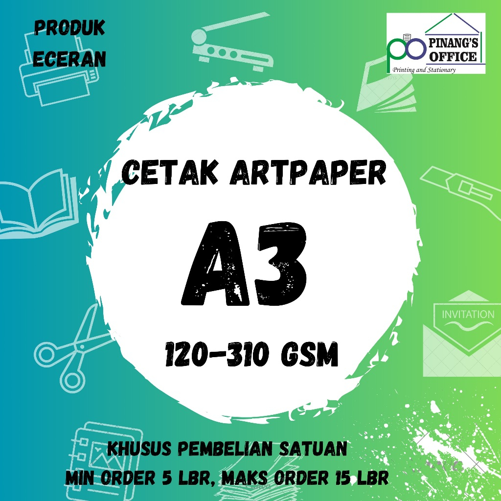 CETAK ARTPAPER A3 SATUAN (150-310gsm)