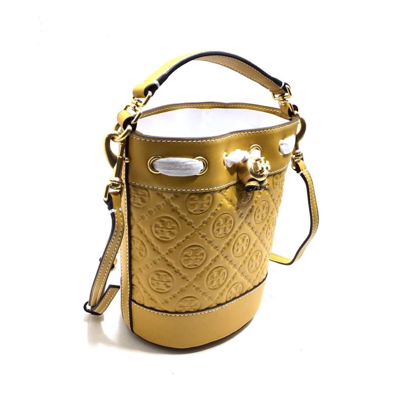 TORY BURCH T Monogram Leather Mini Bucket Bag