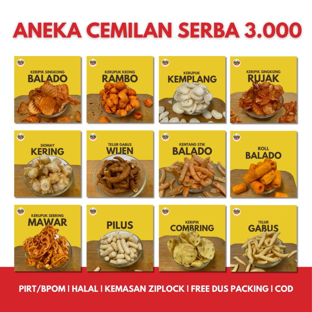 

[Ruru Snack] Aneka Snack, Cemilan, Snack Kiloan Promo Serba 3.000