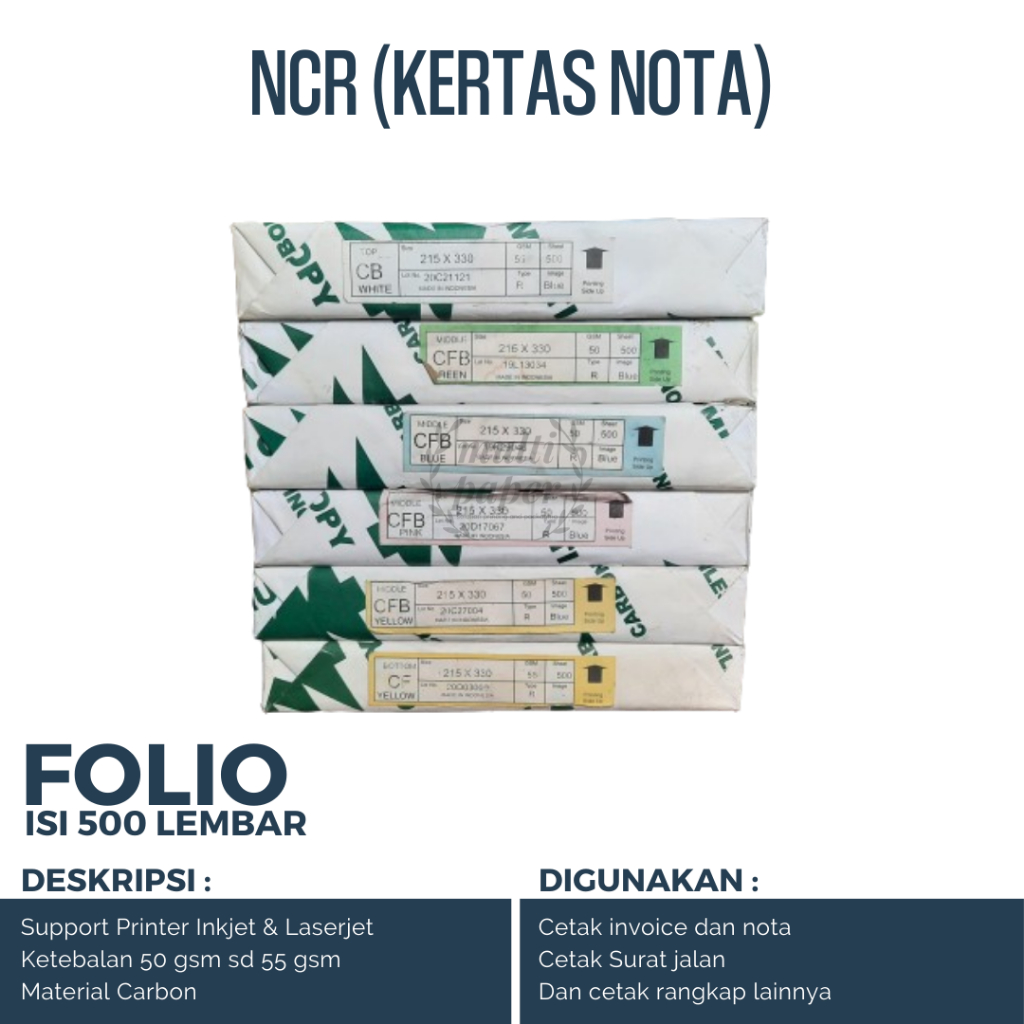 

Kertas NCR F4 1 rim 500 lembar kertas ncr 1 rim f4 kertas nota ncr