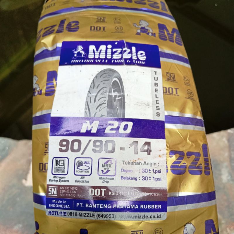 BAN LUAR MIZLLE M20 TUBELESS 909014 9090-14 TUBLES