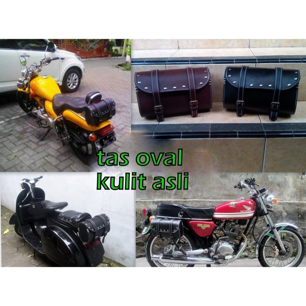TAS MOTOR ASLI KULIT MODEL OVAL UNTUK VESPA DAN MOTOR LAINNYA TAS OVAL MOTOR KULIT ASLI TERMURAH