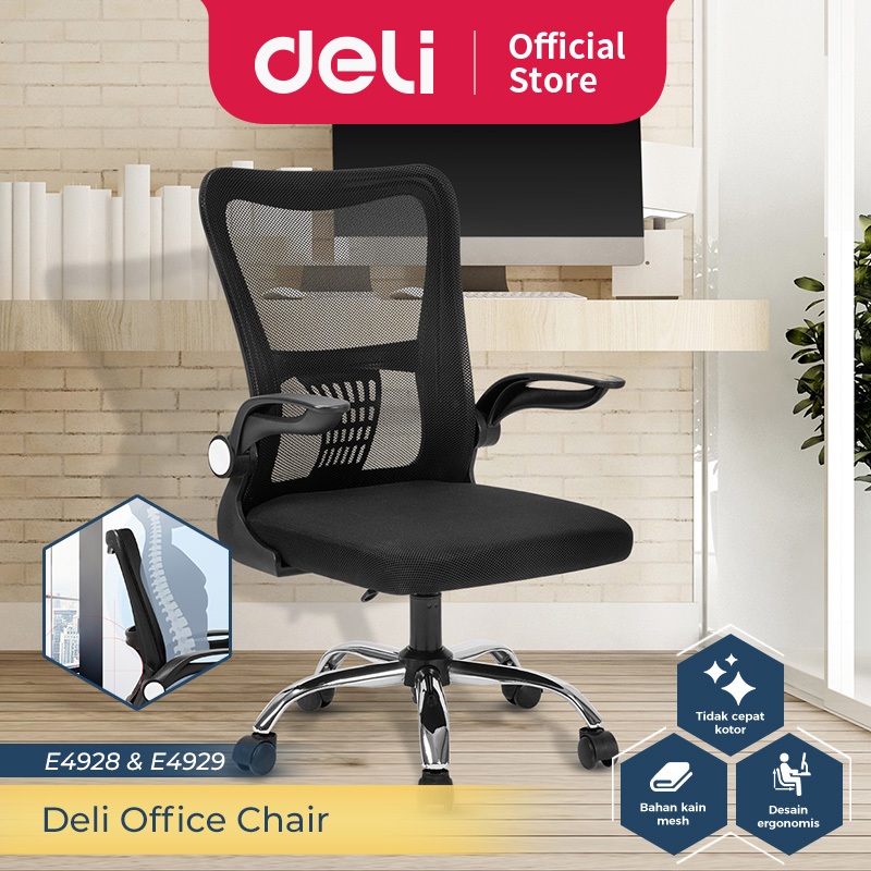 Deli Office Chair / Kursi Kantor / Kursi Kerja Minimalis Desain Ergonomis Nyaman Ketinggian Bisa Dia