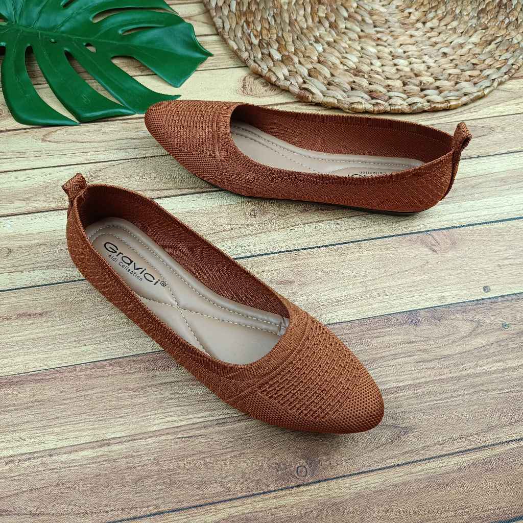 GRAVICI - SEPATU FLAT RAJUT WANITA TRENDY DO-25