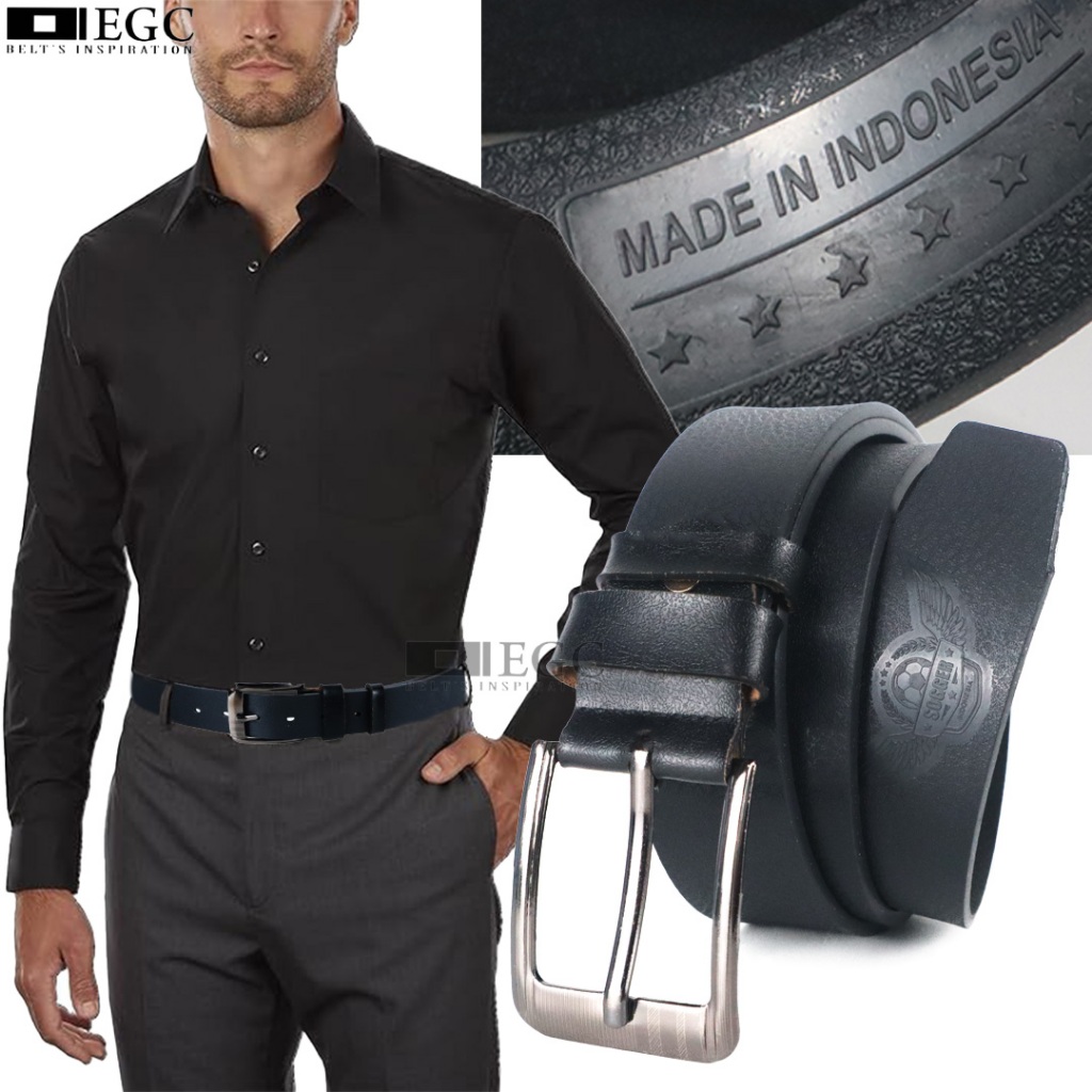 IKAT PINGGANG KULIT PRIA KEPALA BESI / GESPER HITAM PRIA KULIT - 40-HKZK